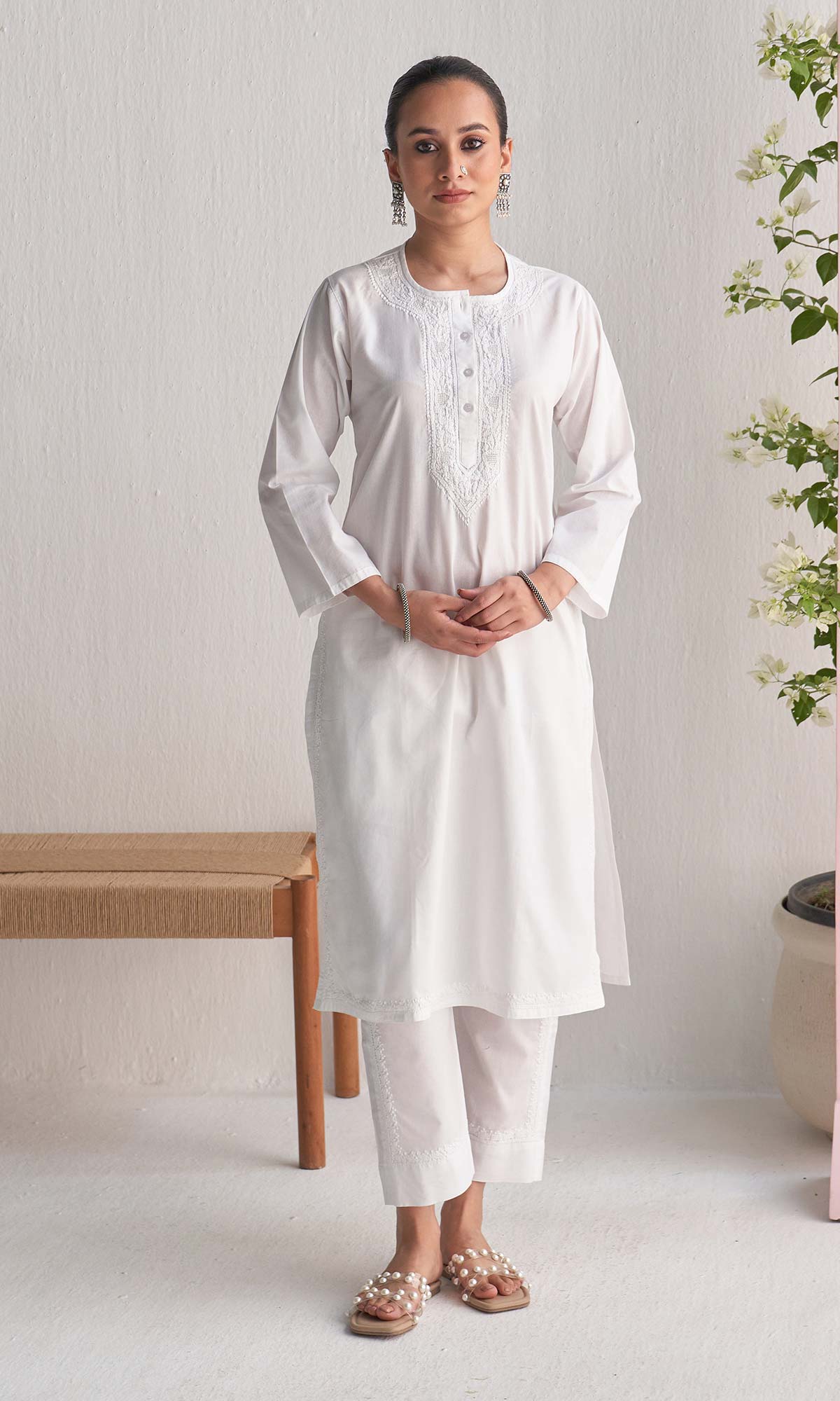 Handcrafted Chikankari White Co-ord Set