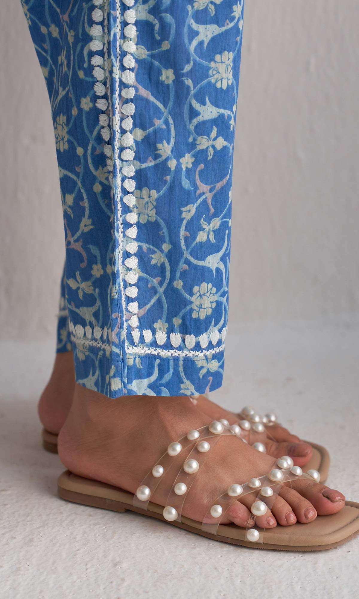Handcrafted Chikankari Blue Printed Co-ord Set