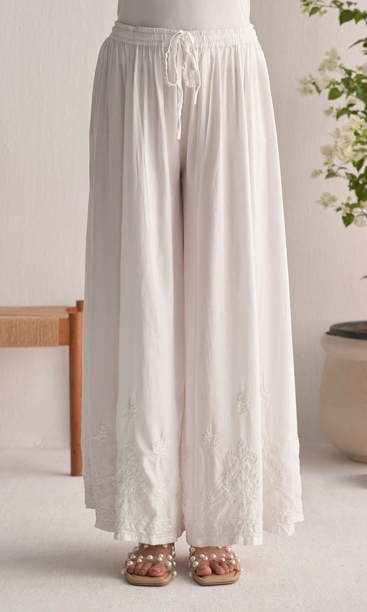 Handcrafted Chikankari White Sharara