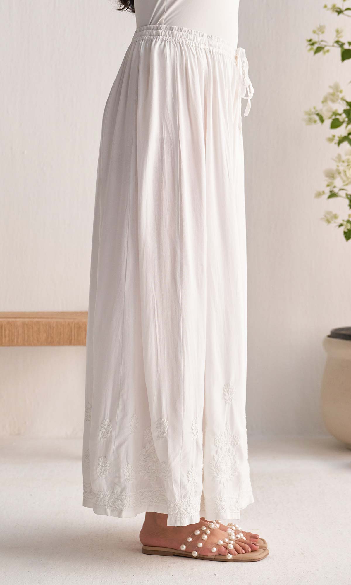 Handcrafted Chikankari White Sharara