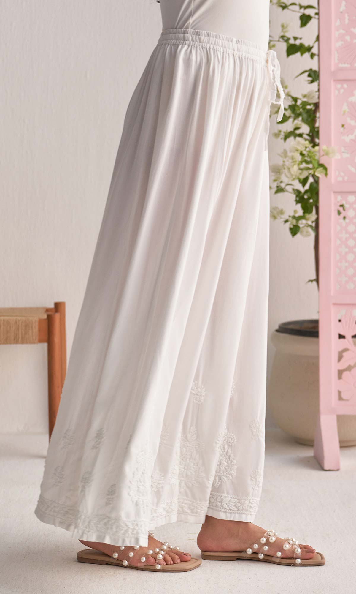 Handcrafted Chikankari White Sharara