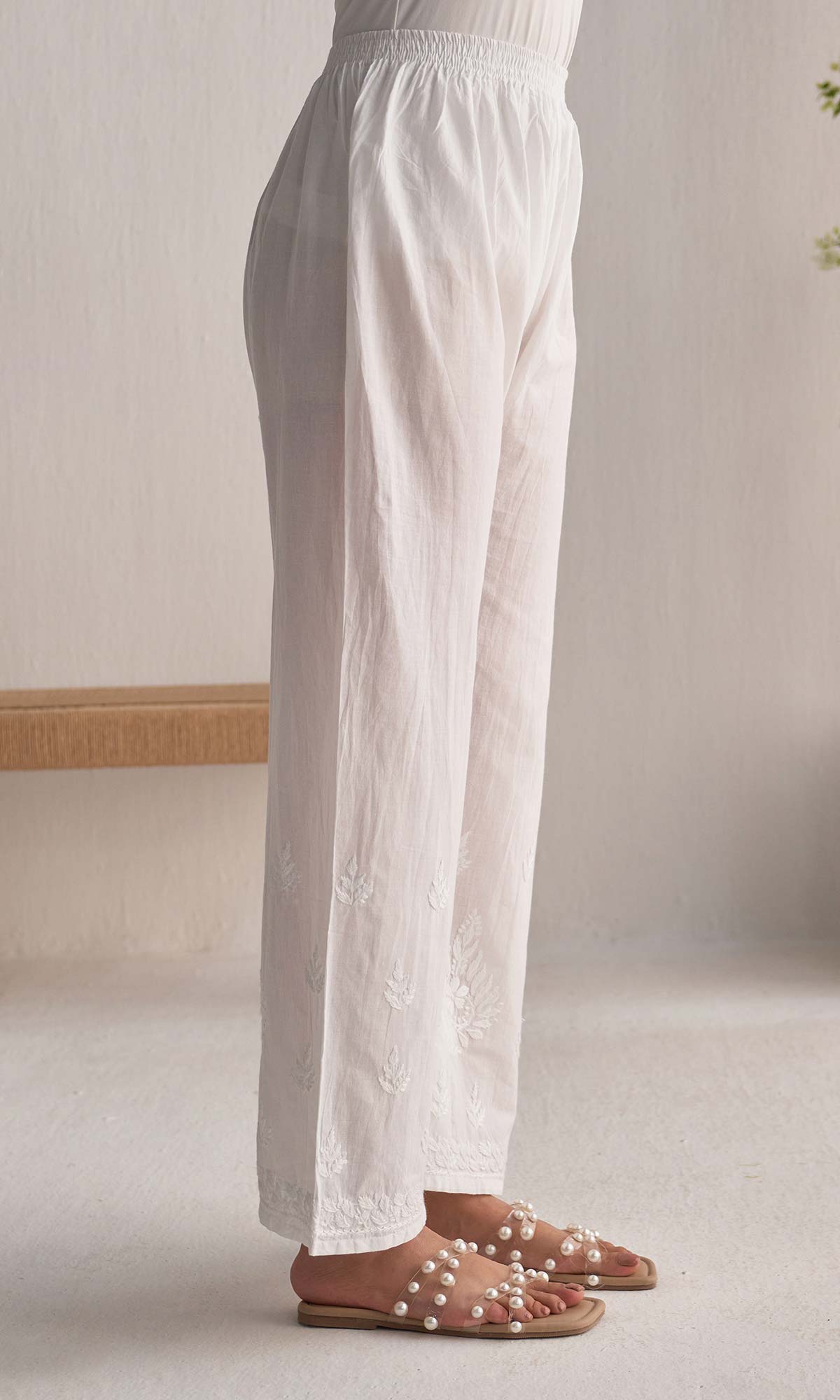Handcrafted Chikankari White Palazzo