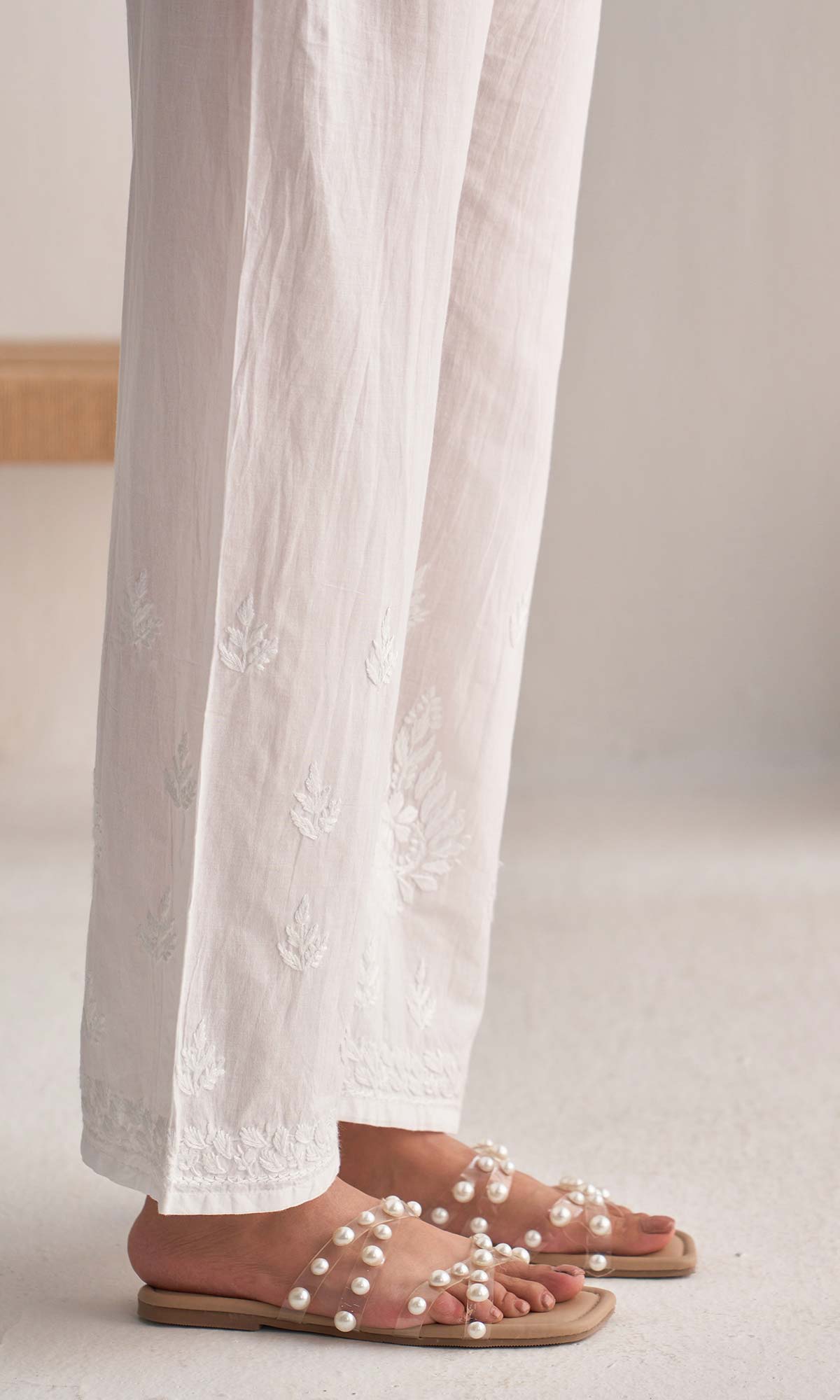 Handcrafted Chikankari White Palazzo