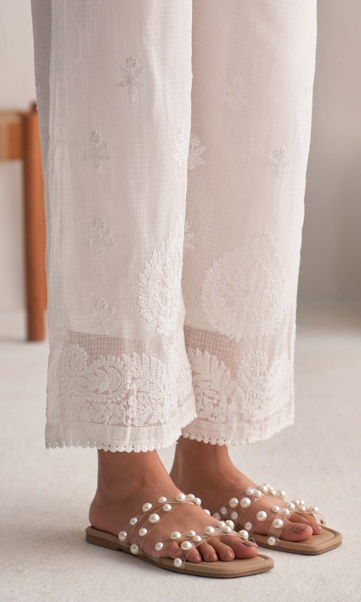 Handcrafted Chikankari White Palazzo