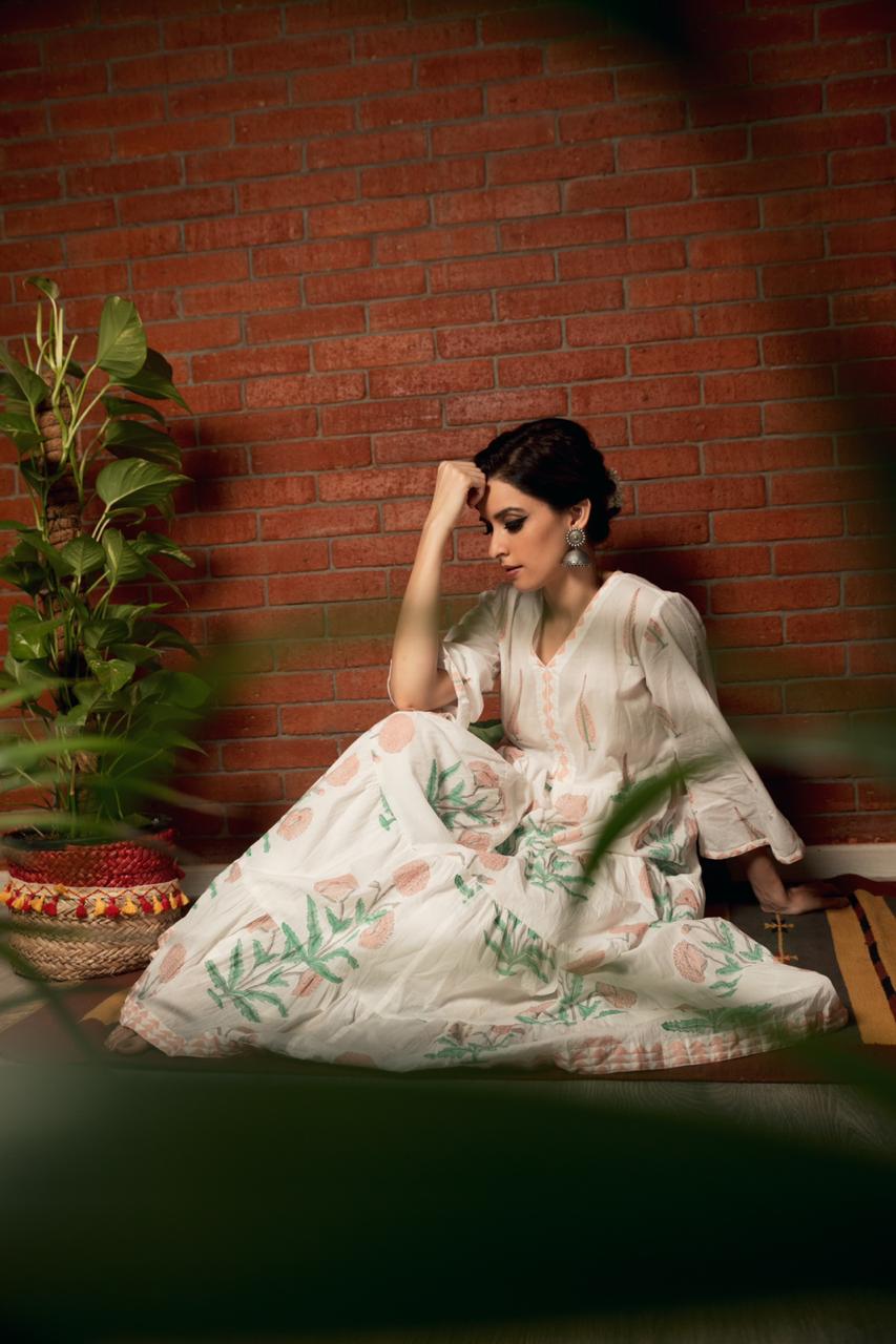 Ridhi Suri Bahameen Pink Chinar and Mughal Print Maxi