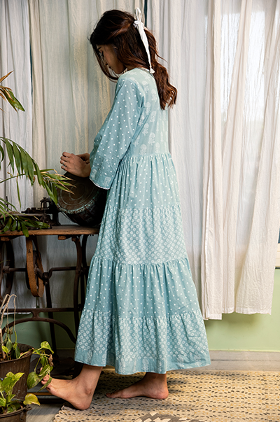 RIDHI SURI DAISY POWDER BLUE DRESS